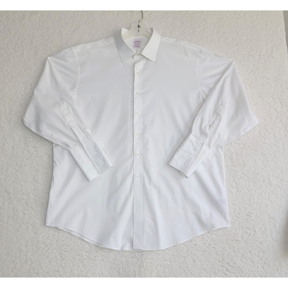 Brooks Brothers Dress Shirt Mens 18-34 White Madison Fit French Cuff Non-Iron